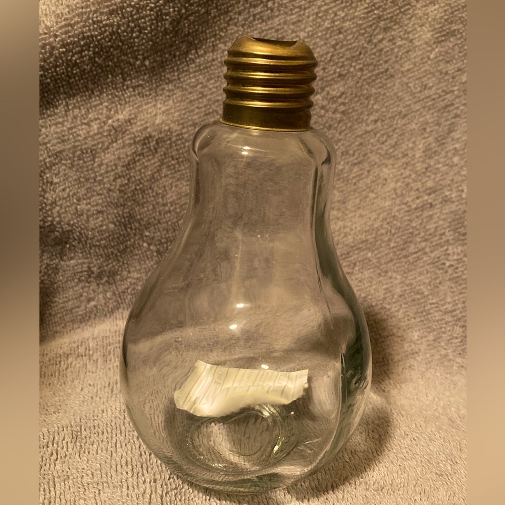 Beautiful Vintage glass lightbulb 💡 shaped      decanter/decor w/removable top